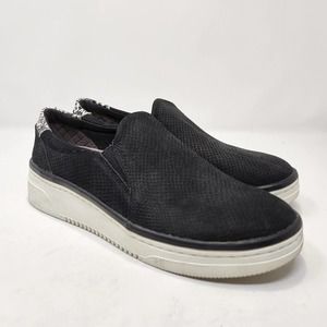 Dr Scholls Womens Everywhere Black Leather Slip On Sneakers Size 9.5 M Comfort